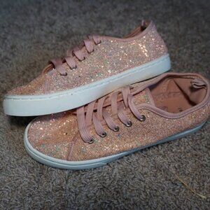 Rose Gold Glitter Sneakers Size 8/9